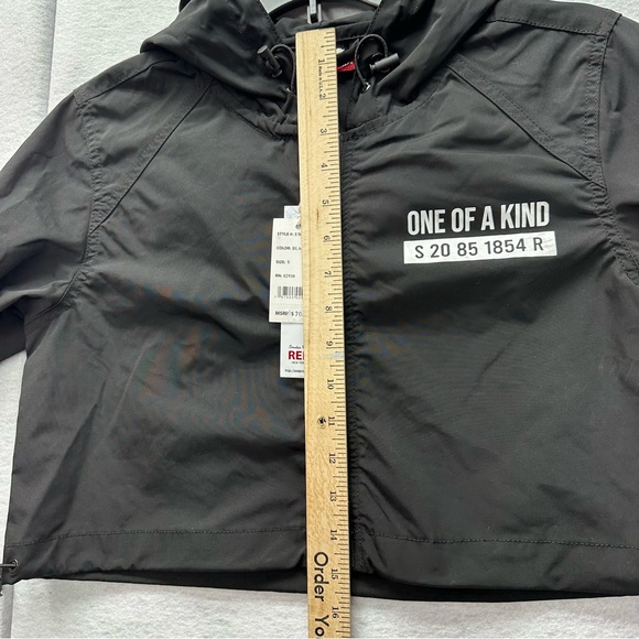 SMOKE RISE NY Cropped Black Windbreaker Full Zip Jacket SIZE SMALL NEW - Picture 3 of 11